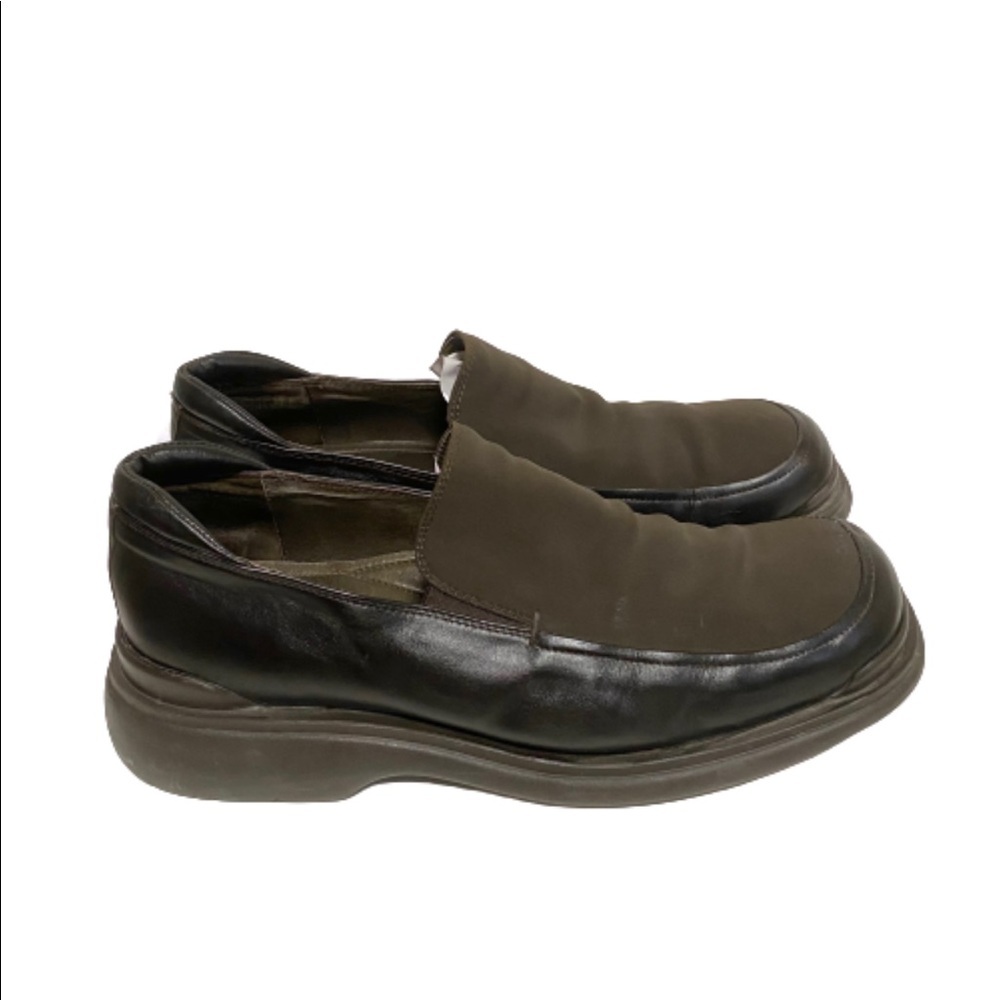 Bacco Bucci Brown Leather Slip On Platform Dress Shoes Casual Made in Italy